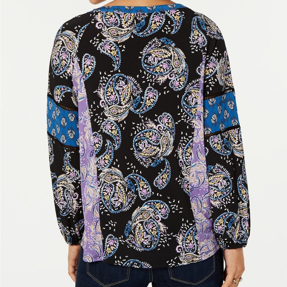 Style & Co Printed Split-Neck Top, - Picture 2 of 15